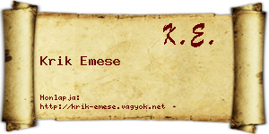 Krik Emese névjegykártya